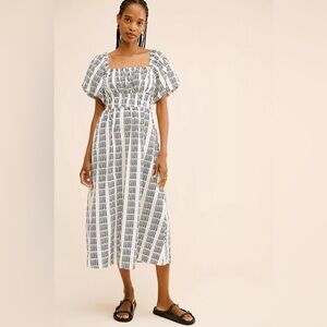 NWT Maeve Puff-Sleeve Square-Neck Smocked Midi 100% cotton (size XL)